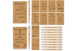 Tenare 12 Set Dankeschön Geschenk für Kollegen Lehrer Kleine Inspirierende Notizbücher Kugelschreiber Glücksstift Mini Notizblöck Abschiedsgeschenk für Mitarbeiter Team Weihnachten Schule Büro