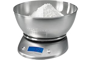 PROFI COOK Proficook KW 1040 - Báscula de cocina digital con tazón, 5 kg pasos 1 g, función tara, color gris