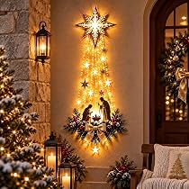 Leuchtender Weihnachtstürhänger Weihnachten Deko Fenster,100cm Beleuchteter Weihnachts-Türhänger Glowing Christmas Door Hanger für Tür, Fenster, Kamin, Innen & Außen