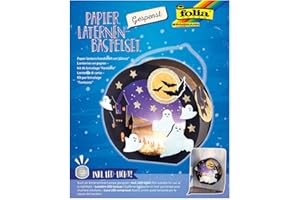 folia 68102 - Laternen - Bastelset, Gespenst, inklusive Laternenstab und LED-Licht, Medium