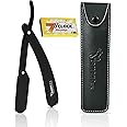 ZAMAHA UK Straight Cut Throat Razor Kit - Straight Razor Men - Professional Barber Shaving Razor for Men - Moustache & Beard Razor Men Shaving Kit (Black With Blades)