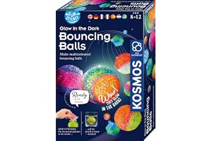 KOSMOS 617165 Fun Science – Nattlysande Flummi-Power, plats 20 färgglada kraftbollar, experimentset för nybörjare: Experiment