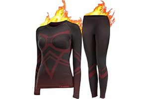 UNIQUEBELLA Conjunto de Ropa Interior térmica para Mujer Extra cálida Capa Base de Manga Larga para el frío Invierno, Deportes Extremos esquí, Senderismo…