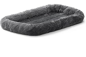 MidWest Homes for Pets - QuietTime XS-Hundebett - Kunstfell-Randpolster in Grau, ultraweich und maschinenwaschbar, für 59 cm große Käfige und Boxen, für kleine Hunde und Katzen