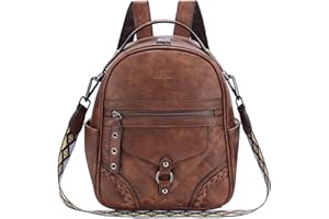 VASCHY Petit Sac à Dos Femme Rétro, Sac à Bandoulière Amovible en Cuir Végétal - Élégant Mini Sac pour Quotidien et Voyage Marron