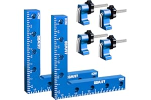 LAIWOO Positionierwinkel 90 Grad Winkel Klemme 140mm/5,5 Zoll, 4 Paare Befestigungsclips, Messwinkel Rechtwinklige Klemme für Zimmermannswerkzeug, Winkelspanner für Bilderrahmen Regalschränke (Blau)