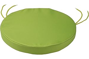 SOFTILLO Round Bistro Circular Chair Cushion with Seat Ties – 35cm | Indoor and Outdoor Furniture Seating | Water-Resistant Polyester |Patio, Kitchen Dining, Lawn & Garden, Coffee Shop Use | Lime Green