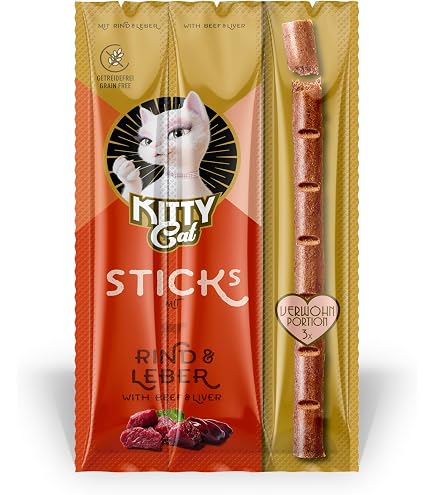 Kitty Cat Sticks Salmone E Trota – Snack Morbidi Senza Cereali Per Gatti, 3 Bastoncini Da 5 G (15 G)