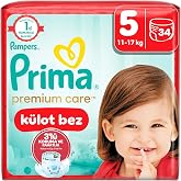 Prima K&uuml;lot Bebek Bezi Premium Care 5 Numara 34'l&uuml; 11-17 kg