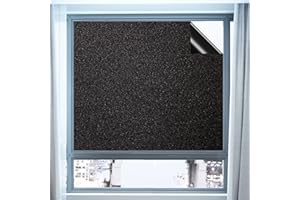 JOLIHOME Zaciemniająca folia okienna, 100% blokująca światło, folia winylowa, bez kleju, samoprzylepna, nieprzejrzysta, czarna, matowa, przyciemniana, usuwalna, statyczna, do szkła, biura, sypialni,