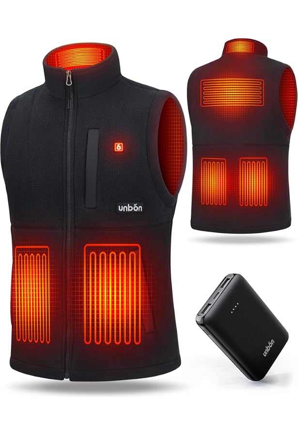 Gilet Chauffant Polaire Homme - Chauffage Rapide 55°C, Batterie 25000 MAh Inclus - Pour Ski, Chasse, Hiver