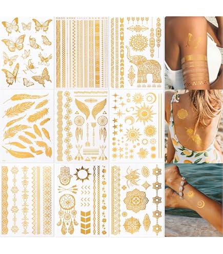 Tatouage Palmier été Temporaire Doré Argenté - Plaquette | Mon Petit