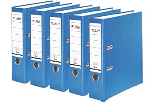 Falken lot de 5 classeurs en plastique PP-Color Végan. Fabriqué en Allemagne. 8 cm, DIN A4, aqua