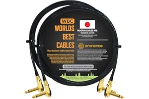 WORLDS BEST CABLES 2 Units -Mogami 2319-91 cm (3 Foot) -Instrument Effects Patch Cable With Gold Plated, Low-Profile, Right Angled Pancake Type TS (6.35mm) Connectors