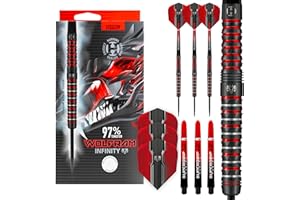 ‎HARROWS Wolfram Infinity 97% Tungsten Darts | Darts-Set mit Stahlspitze| 21g, 22g, 23g, 24g, 25g & 26g | Enthält Supergrip Fusion Shafts und 100 Micron Prime Flights (23g)