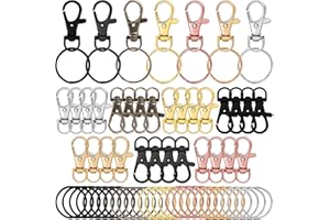 Augshy 100 Stück Schlüsselanhänger Clip Haken und Schlüsselringe, Drehverschlüsse Lanyard Karabinerhaken für Schlüsselanhänger Schmuck DIY Handwerk