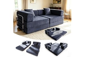 HELIORUSH Konvertibel bäddsoffa 200 cm i chenille, blågrå