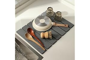Volminex Alfombrilla Escurreplatos de Diatomita, Absorbente Alfombra Escurreplatos, Alfombrilla Fregadero Cocina Plegable, Alfombrilla de Barro de Diatomeas para Secar Platos (Gris Oscuro, 60 x 40 cm)