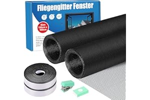 UFYTT 2 Stk Fliegengitter Fenster, 130x150cm Moskitonetz Fenster Katzensicher Ohne Bohren, Mückennetz Fensternetz Insektenschutz Fiberglas, Fliegennetz Insektengitter Klettband Zuschneidbar (Schwarz)