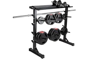 Ultrasport Soporte Platos Pesas, Soporte mancuernas, almacenar barras pesas y mancuernas, sólida construcción acero, platos utilizables con barras pesas y mancuernas para entrenamiento libre