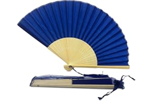 FANSOF.FANS Seide Stoff Fan mit Einer Quaste Grade A Bambus Rippen Hochzeit Party Gefallen Handheld Fan (Royal Navy Blau)