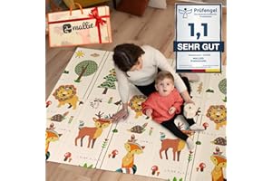 Mallie® Spielmatte Baby Faltbar inkl. Gratis Tragetasche 180x150x1cm [100% BPA- und Schadstoff-Frei] Doppelseitige Krabbelmatte Baby, Krabbeldecke Baby I Baby Play Mat, Spielmatte Baby Faltbar