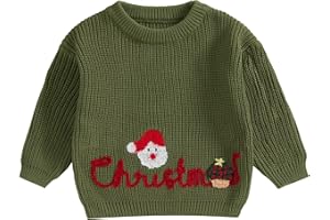 MAHUAOYIXI Maglione natalizio per bambini, unisex, a maniche lunghe, girocollo, con ricamo a forma di lettera