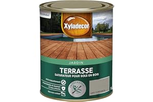 Xyladecor - Saturateur pour Sols Extérieurs en Bois - Terrasses, Abords de Piscine, Caillebotis - Antidérapant - Couleur : Mat Gris Tendance - Quantité : 1L - 5324235