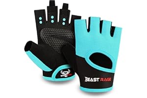 BEAST RAGE Gym Gloves for Men and Women, Breathable Weight Lifting Gloves with Non-Slip Silicon Padded Protection, Ladies Fitness Training Gloves for Workout,Cycling,Fitness Exercises.