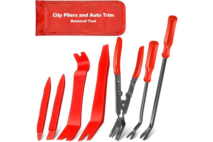 XQX 7 Pcs Auto Clip Pliers Set and Fastener Remover,Car Trim Rivet Removal Pry Tool Repair Kit with Storage Bag for Automotive Door Panel,Upholstery,Dashboard,Plastic Fasteners