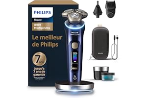 Philips Rasoir i9000 Prestige Ultra, Rasoir électrique 100% étanche, Technologie Skin IQ Pro, Système Triple Lift & Cut, Lames de précision NanoTech rotatives 360°, 5 modes de rasage, XP9401/38