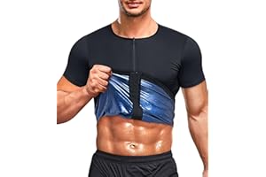 KUMAYES Men Sauna Sweat Shirt Short Sleeve Men Sauna T Shirts Body Shaper Slimming Weight Loss Fitness Workout Suit Gym Sweat Suit Men Sauna T Shirts