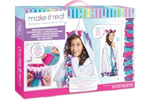 Make It Real 1603 Kit Creativo Coperta con Cappuccio Unicorno Fai da Te | Set Attività Manuali Ragazze 6+ | Realizza una Calda Coperta | Idea Regalo Creativa