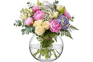 Glasset glasvas Olivia klassisk rund form soda kalciumglas boll klar vas och ljusstake kapacitet 3195 ml höjd 15,5 cm för blo