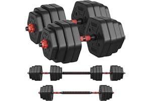SONGMICS Dumbbells Set Dumbbells with Connecting Bar Hexagon Dumbbell Set 10kg 20kg 30kg Workout Fitness Training Weight Lifting for Home Gym