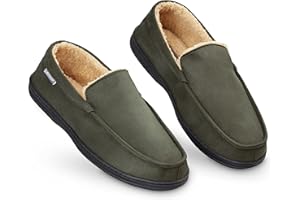 DUNLOP Chausson Homme Semelles Antidérapantes Chaussons Charentaises Hommes Mémoire de Forme Intérieur Extérieur Pantoufles Mocassins Loafers Hiver
