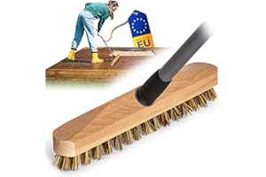 Novaliv Balai en bois avec poils | Balai avec filetage et tige télescopique | Brosse à récurer Union | Brosse à sol | Brosse de sol | Idéal pour nettoyer balcon, terrasse, jardin, intérieur et