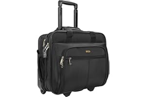 IPEB 17.3 Inch Rolling Laptop Case Briefcase Waterproof Computer Bag with Wheels and RFID Pocket for Business Travel Extra Zipper Lock,Black