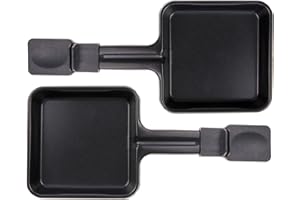 ‎PIEBERT 2x Raclette Pfännchen 23178 10x10cm, Griff Extra Lang, Universell für Raclettes (Maße siehe Text)