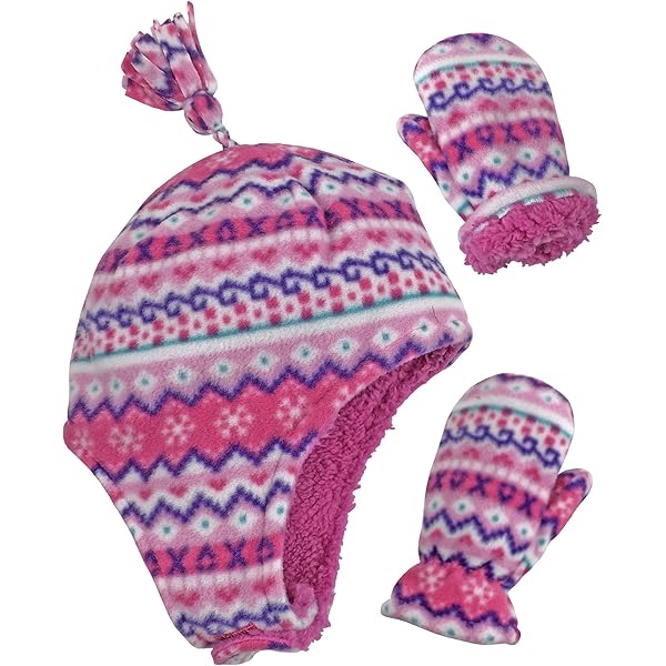 N'Ice Caps Jungen Mütze & Handschuhe Set - Sherpa Gefüttert, Micro Fleece, Mit Klettverschluss, In Mehreren Farben & Größen