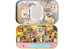 Pumpumly Box Theatre Miniature Kit, 3D Wooden Doll house Kit with Furniture, Small Iron Creative DIY Crafts Teens and Adults, Gift Birthday Xmas (Lucky Bazaar), Multicolor (6538PNQDKHK1ID03E16YI1)