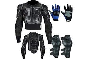 STAR AST Childrens Kids Motorbike Safety Protective Body Armour Protection With Back Protector Great For Sporting Activities With Knee pad & Hard Knuckle Glove Suit