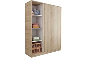 Abitti Armario Vestidor Ropero Dormitorio Tibet con Puertas Correderas Estilo Natural en Color Roble Cambrian 150x200x55 cm