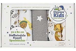 ‎CLEVERE KIDS BABY-COLLECTION ClevereKids | Moltontücher Soft | Spucktücher | 5er-Pack Geschenkset | 70 x 80 | Bunte Motive | Oeko-TEX | Flanellwindeln (Set Unisex)