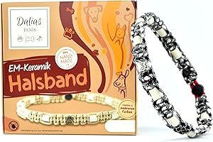 DALIAS DOGS EM-Keramik-Halsband für Hunde & Katzen - Maßanfertigung EM-Band Original US-Paracord (41-50 cm, Schwarz-Weiß)