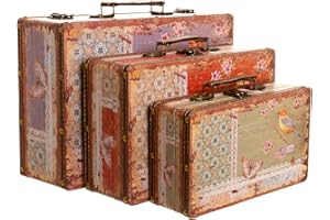 BIRENDY Skrzynia KD 1290, zestaw walizek, drewniana skrzynia pokryta szlachetną skórą, rozmiar M + L + XL