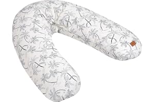 BÉABA, Big Flopsy, Coussin Allaitement/Grossesse, Oreiller Maternité, Multifonctions, Convient pour Dormir/Allaiter, Soutien, Détente et Confort Optimal, Nuit Apaisée, Fleur de Coton,Oekotex,Palm Tree
