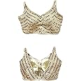 Vihu Fashion Women's Multicolor Phantom Silk Sequin Sleeves Saree Blouse (Half Sleeves Included)