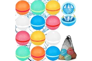 Parner 12PC Wasserbomben Wiederverwendbar Magnetisch mit 1 Mesh Bag, Silikon Wasserbomben Selbstschließend Wiederverwendba für Wasserspielzeug Pool Spielzeug Strandspielzeug
