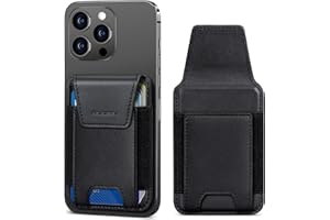 nuoku für MagSafe Wallet, 6 Karten Halter, Magnetischer Handy Kartenhalter Portemonnaie für iPhone 17/16/15/14/13/12 Series, Veganes Leder, Nicht für mini, Schwarz